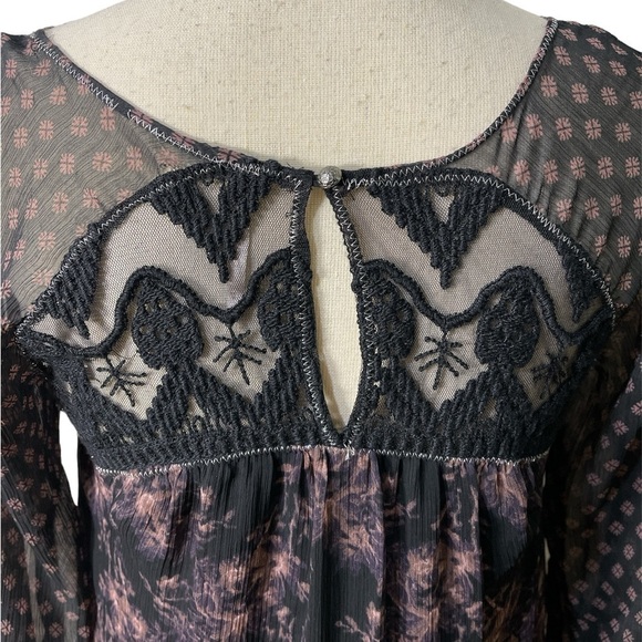 Free People Elsie Lace Chiffon Dress in Midnight Garden - XS Small - Picture 14 of 16